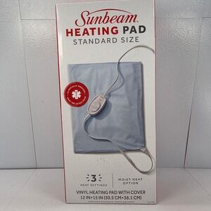 Sunbeam Heating Pad Standard Size‎ 3 Heat Settings Moist Heat Option NEW